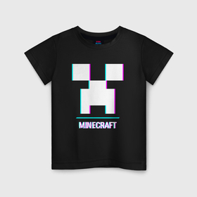 Детская футболка хлопок с принтом Minecraft в стиле glitch и баги графики в Курске, 100% хлопок | круглый вырез горловины, полуприлегающий силуэт, длина до линии бедер | 