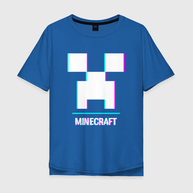 Мужская футболка хлопок Oversize с принтом Minecraft в стиле glitch и баги графики в Петрозаводске, 100% хлопок | свободный крой, круглый ворот, “спинка” длиннее передней части | Тематика изображения на принте: 