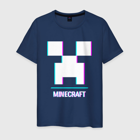 Мужская футболка хлопок с принтом Minecraft в стиле glitch и баги графики в Санкт-Петербурге, 100% хлопок | прямой крой, круглый вырез горловины, длина до линии бедер, слегка спущенное плечо. | Тематика изображения на принте: 