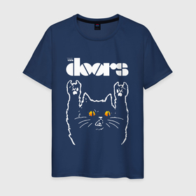 Мужская футболка хлопок с принтом The Doors rock cat в Санкт-Петербурге, 100% хлопок | прямой крой, круглый вырез горловины, длина до линии бедер, слегка спущенное плечо. | 