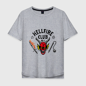 Мужская футболка хлопок Oversize с принтом Клуб адского пламени   номер 1 в Тюмени, 100% хлопок | свободный крой, круглый ворот, “спинка” длиннее передней части | 