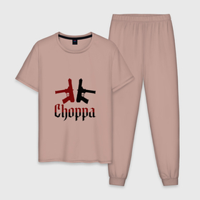 Мужская пижама хлопок с принтом Чоппа в Кировске, 100% хлопок | брюки и футболка прямого кроя, без карманов, на брюках мягкая резинка на поясе и по низу штанин
 | 