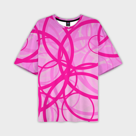 Мужская футболка OVERSIZE 3D с принтом Абстракция Круги розовые в Петрозаводске,  |  | 