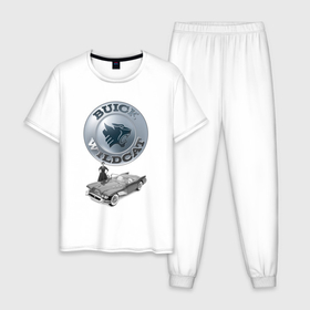 Мужская пижама хлопок с принтом Buick Wildcat   cabriolet   retro в Белгороде, 100% хлопок | брюки и футболка прямого кроя, без карманов, на брюках мягкая резинка на поясе и по низу штанин
 | Тематика изображения на принте: 