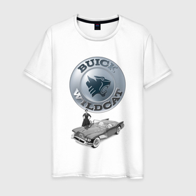 Мужская футболка хлопок с принтом Buick Wildcat   cabriolet   retro в Белгороде, 100% хлопок | прямой крой, круглый вырез горловины, длина до линии бедер, слегка спущенное плечо. | Тематика изображения на принте: 