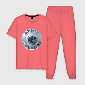 Мужская пижама хлопок с принтом Buick Wildcat   logotype в Белгороде, 100% хлопок | брюки и футболка прямого кроя, без карманов, на брюках мягкая резинка на поясе и по низу штанин
 | 