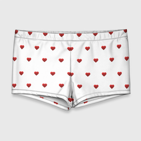 Мужские купальные плавки 3D с принтом Белая поляна с красными сердечками , Полиэстер 85%, Спандекс 15% |  | 