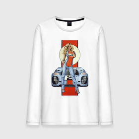 Мужской лонгслив хлопок с принтом Porsche   Motorsport   Girl в Тюмени, 100% хлопок |  | Тематика изображения на принте: 