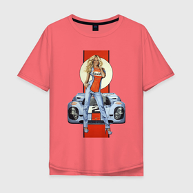 Мужская футболка хлопок Oversize с принтом Porsche   Motorsport   Girl в Санкт-Петербурге, 100% хлопок | свободный крой, круглый ворот, “спинка” длиннее передней части | 