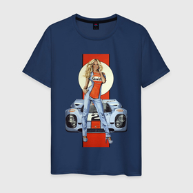Мужская футболка хлопок с принтом Porsche   Motorsport   Girl в Тюмени, 100% хлопок | прямой крой, круглый вырез горловины, длина до линии бедер, слегка спущенное плечо. | Тематика изображения на принте: 