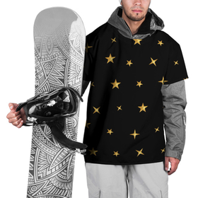 Накидка на куртку 3D с принтом Золотые россыпи звезд на черном поле в Тюмени, 100% полиэстер |  | 