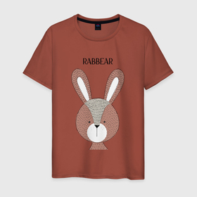 Мужская футболка хлопок с принтом Rabbit bear в Курске, 100% хлопок | прямой крой, круглый вырез горловины, длина до линии бедер, слегка спущенное плечо. | 