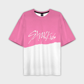 Мужская футболка OVERSIZE 3D с принтом Stray Kids pink and white в Белгороде,  |  | 