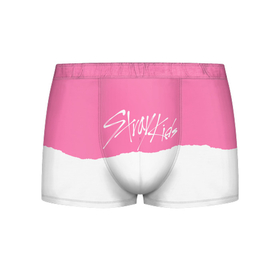 Мужские трусы 3D с принтом Stray Kids pink and white в Курске, 50% хлопок, 50% полиэстер | классическая посадка, на поясе мягкая тканевая резинка | Тематика изображения на принте: 