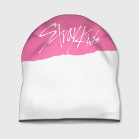 Шапка 3D с принтом Stray Kids pink and white в Белгороде, 100% полиэстер | универсальный размер, печать по всей поверхности изделия | Тематика изображения на принте: 