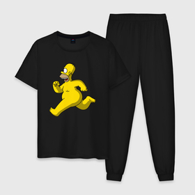 Мужская пижама хлопок с принтом Симпсон Голышом в Санкт-Петербурге, 100% хлопок | брюки и футболка прямого кроя, без карманов, на брюках мягкая резинка на поясе и по низу штанин
 | 