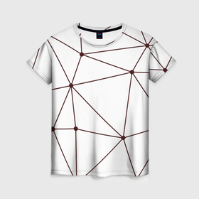 Женская футболка 3D с принтом Геометрические линии на белом фоне , 100% полиэфир ( синтетическое хлопкоподобное полотно) | прямой крой, круглый вырез горловины, длина до линии бедер | 