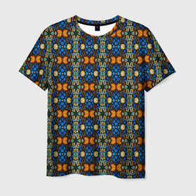 Мужская футболка 3D с принтом Витражи   ромбики , 100% полиэфир | прямой крой, круглый вырез горловины, длина до линии бедер | 