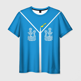 Мужская футболка 3D с принтом Кировская область: флаг города Советска в Кировске, 100% полиэфир | прямой крой, круглый вырез горловины, длина до линии бедер | 