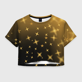 Женская футболка Crop-top 3D с принтом Праздничная звездная пыль в Тюмени, 100% полиэстер | круглая горловина, длина футболки до линии талии, рукава с отворотами | 