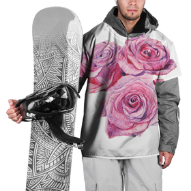 Накидка на куртку 3D с принтом акварельные цветы розы в Новосибирске, 100% полиэстер |  | 