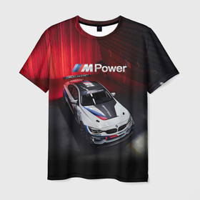 Мужская футболка 3D с принтом BMW M4 GT4   Motorsport , 100% полиэфир | прямой крой, круглый вырез горловины, длина до линии бедер | 