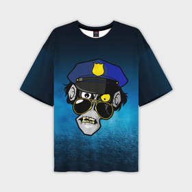 Мужская футболка OVERSIZE 3D с принтом Череп полицейского в Екатеринбурге,  |  | 