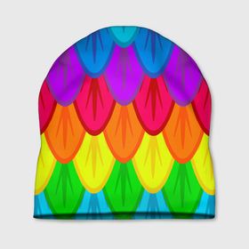 Шапка 3D с принтом Разноцветные перья в Новосибирске, 100% полиэстер | универсальный размер, печать по всей поверхности изделия | Тематика изображения на принте: 