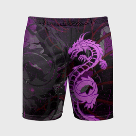 Мужские шорты спортивные с принтом Неоновый дракон purple dragon ,  |  | Тематика изображения на принте: 
