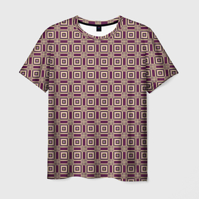 Мужская футболка 3D с принтом Большие и маленькие фиолетовые квадраты в Тюмени, 100% полиэфир | прямой крой, круглый вырез горловины, длина до линии бедер | 