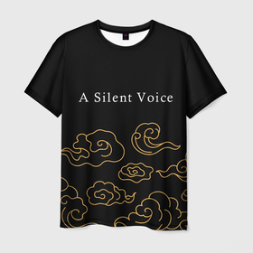 Мужская футболка 3D с принтом A Silent Voice anime clouds , 100% полиэфир | прямой крой, круглый вырез горловины, длина до линии бедер | Тематика изображения на принте: 