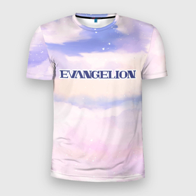Мужская футболка 3D Slim с принтом Evangelion sky clouds в Белгороде, 100% полиэстер с улучшенными характеристиками | приталенный силуэт, круглая горловина, широкие плечи, сужается к линии бедра | 