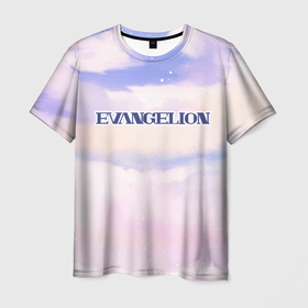 Мужская футболка 3D с принтом Evangelion sky clouds в Белгороде, 100% полиэфир | прямой крой, круглый вырез горловины, длина до линии бедер | 