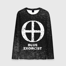 Мужской лонгслив 3D с принтом Blue Exorcist с потертостями на темном фоне в Петрозаводске, 100% полиэстер | длинные рукава, круглый вырез горловины, полуприлегающий силуэт | Тематика изображения на принте: 