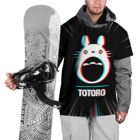 Накидка на куртку 3D с принтом Символ Totoro в стиле glitch на темном фоне в Курске, 100% полиэстер |  | 