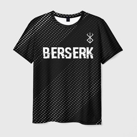 Мужская футболка 3D с принтом Berserk glitch на темном фоне: символ сверху в Кировске, 100% полиэфир | прямой крой, круглый вырез горловины, длина до линии бедер | 