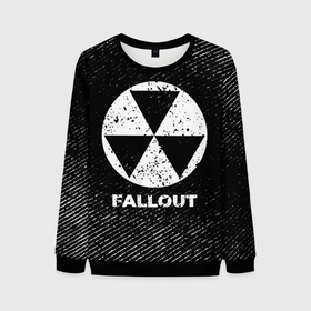 Мужской свитшот 3D с принтом Fallout с потертостями на темном фоне в Рязани, 100% полиэстер с мягким внутренним слоем | круглый вырез горловины, мягкая резинка на манжетах и поясе, свободная посадка по фигуре | 