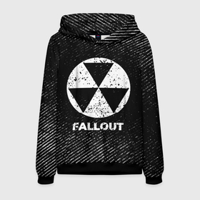 Мужская толстовка 3D с принтом Fallout с потертостями на темном фоне в городе Новоалтайск, 100% полиэстер | двухслойный капюшон со шнурком для регулировки, мягкие манжеты на рукавах и по низу толстовки, спереди карман-кенгуру с мягким внутренним слоем. | 