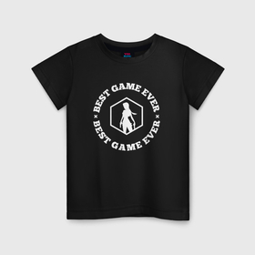 Детская футболка хлопок с принтом Символ Tomb Raider и круглая надпись best game ever в Санкт-Петербурге, 100% хлопок | круглый вырез горловины, полуприлегающий силуэт, длина до линии бедер | 