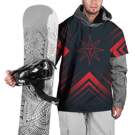 Накидка на куртку 3D с принтом Красный символ Dark Souls на темном фоне со стрелками в Белгороде, 100% полиэстер |  | Тематика изображения на принте: 