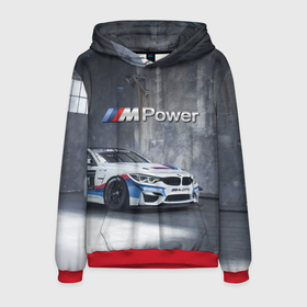Мужская толстовка 3D с принтом BMW M4 GT4   racing team   motorsport , 100% полиэстер | двухслойный капюшон со шнурком для регулировки, мягкие манжеты на рукавах и по низу толстовки, спереди карман-кенгуру с мягким внутренним слоем. | Тематика изображения на принте: 