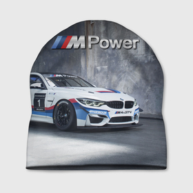 Шапка 3D с принтом BMW M4 GT4   racing team   motorsport в Тюмени, 100% полиэстер | универсальный размер, печать по всей поверхности изделия | 