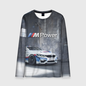 Мужской лонгслив 3D с принтом BMW M4 GT4   racing team   motorsport в Кировске, 100% полиэстер | длинные рукава, круглый вырез горловины, полуприлегающий силуэт | 