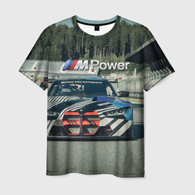 Мужская футболка 3D с принтом BMW M Power   Motorsport   Racing team в Курске, 100% полиэфир | прямой крой, круглый вырез горловины, длина до линии бедер | 