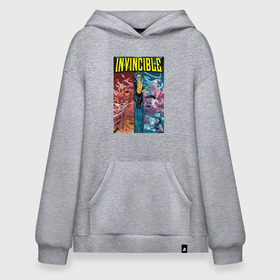 Худи SuperOversize хлопок с принтом Invincible art в Санкт-Петербурге, 70% хлопок, 30% полиэстер, мягкий начес внутри | карман-кенгуру, эластичная резинка на манжетах и по нижней кромке, двухслойный капюшон
 | 