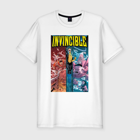 Мужская футболка хлопок Slim с принтом Invincible art в Белгороде, 92% хлопок, 8% лайкра | приталенный силуэт, круглый вырез ворота, длина до линии бедра, короткий рукав | 