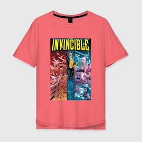 Мужская футболка хлопок Oversize с принтом Invincible art в Кировске, 100% хлопок | свободный крой, круглый ворот, “спинка” длиннее передней части | 