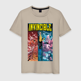 Мужская футболка хлопок с принтом Invincible art в Кировске, 100% хлопок | прямой крой, круглый вырез горловины, длина до линии бедер, слегка спущенное плечо. | 