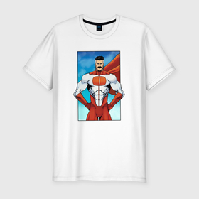 Мужская футболка хлопок Slim с принтом Omni man в Белгороде, 92% хлопок, 8% лайкра | приталенный силуэт, круглый вырез ворота, длина до линии бедра, короткий рукав | 
