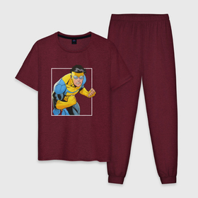 Мужская пижама хлопок с принтом Angry Mark Grayson в Петрозаводске, 100% хлопок | брюки и футболка прямого кроя, без карманов, на брюках мягкая резинка на поясе и по низу штанин
 | 